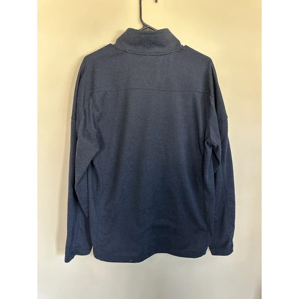 Eddie Bauer MEDIUM Mens 1/4 Zip Pullover Fleece Heather Navy Blue Outdoor Layers